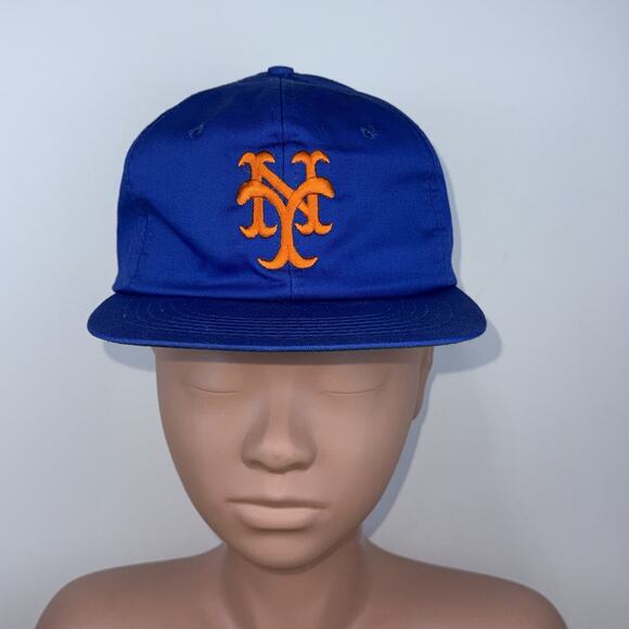Vintage New York Mets Cap Snapback Hat - Blue MLB Genuine - Picture 1 of 9